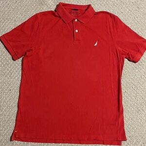 Nautica size large Red Men’s Polo Shirt with Signature Sail Logo
